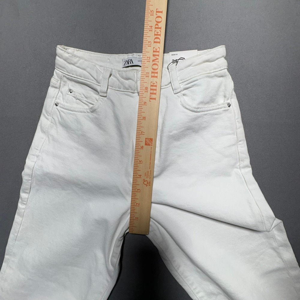 Zara Womens High Rise Slim Mom Leg Ankle Comfort Jeans White Size 2 NEW - Picture 8 of 16